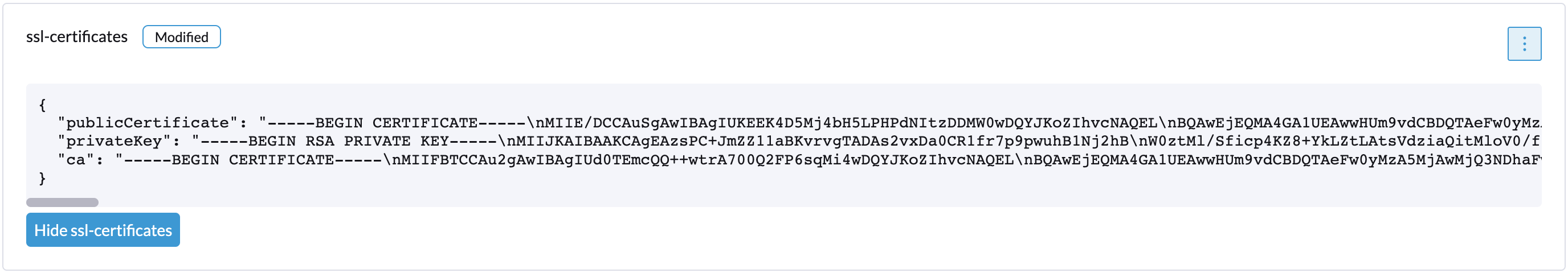 The SSL certificate setting